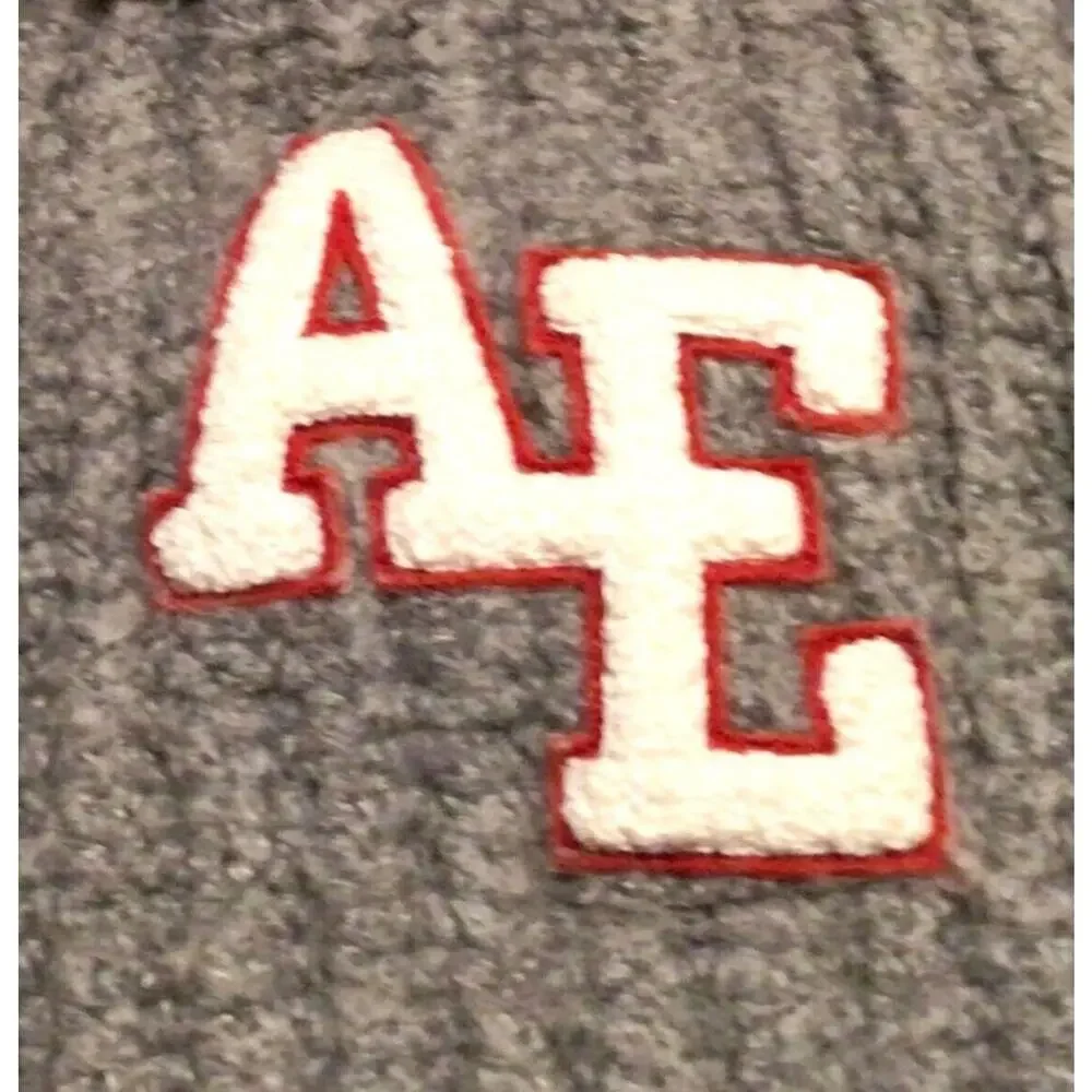 American Eagle Gray Red Knit Cardigan Sweater Zip Front Women’s XS